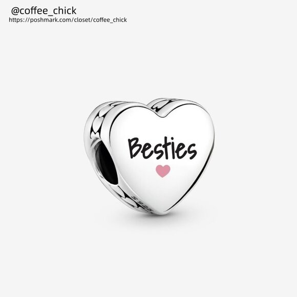 Pandora Engravable Besties Heart Charm|Pendant - Picture 1 of 2